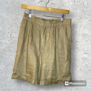 Nordstrom Classiques Women’s Tan Pleated High Waisted Size 10 Linen VTG 80s 90s